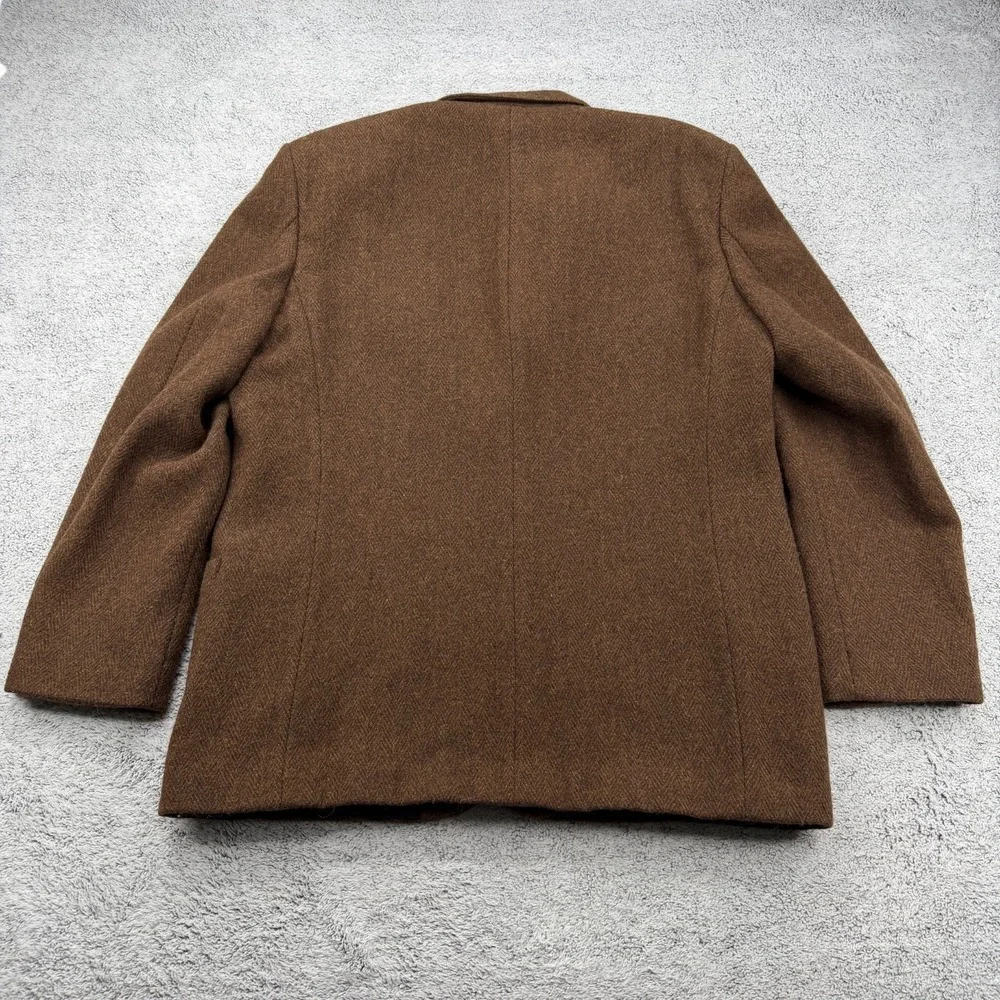 Vintage LL Bean Sport Coat Men 44 Tall Brown Herringbone Tweed Wool Blend Blazer